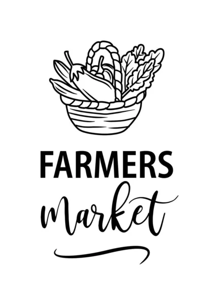 Los agricultores mercado dibujado a mano garabatos insignias, logotipo, icono, etiqueta. — Vector de stock