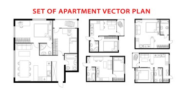 Mimarlık planı. Daire, stüdyo, apartman, daire, ev..