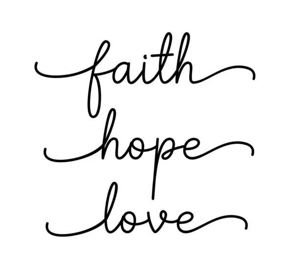 믿음, 희망, 사랑. 성경, 종교, 슈 벡터 인용. — 스톡 벡터