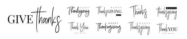 Thanksgiving typografi set. Tacka handritad text för Thanksgiving Day. — Stock vektor