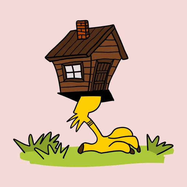 Baba Yaga 'nın kulübesi. Rus masallarındaki tavuk budu üzerinde ahşap bir ev. İzole vektör çizimi.