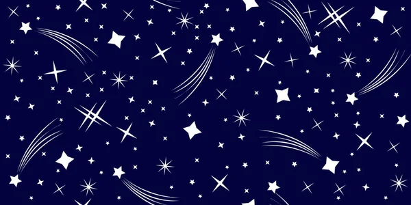 Nahtlose Muster Raum Und Sternenhimmel Weiß Und Dunkelblau — Stockvektor