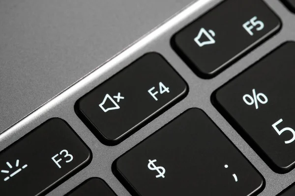 Botões Teclado Fragmentos Laptop Preto Prata Fundo — Fotografia de Stock