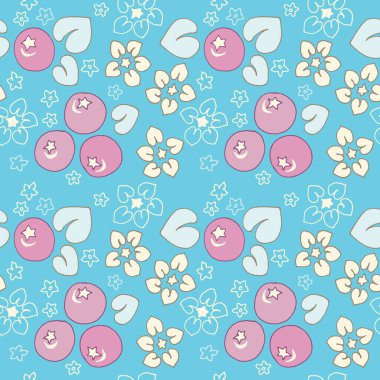 Kusursuz desen, yaban mersini ve yapraklı çiçekler, arka plan