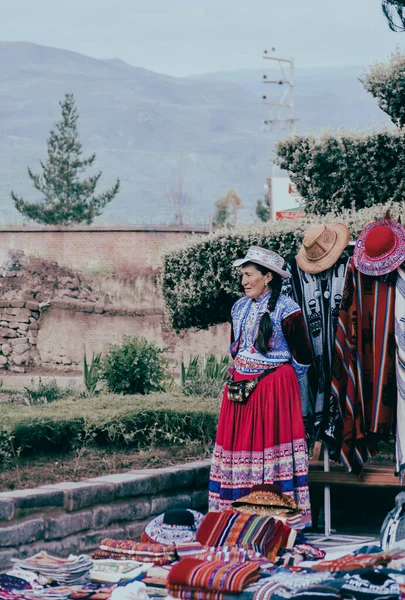 Yanuari Colca Valley Peru Januari 2018 Peruaanse Inheemse Vrouw Traditionele — Stockfoto