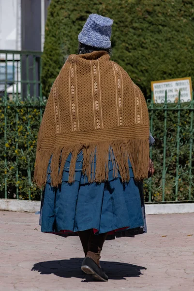 Copacabana Bolívia Julho 2016 Uma Mulher Boliviana Não Identificada Vestindo — Fotografia de Stock