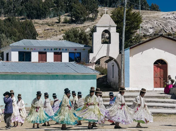 Isla Del Sol Bolivia Juli 2016 Een Groep Boliviaanse Meisjes — Stockfoto