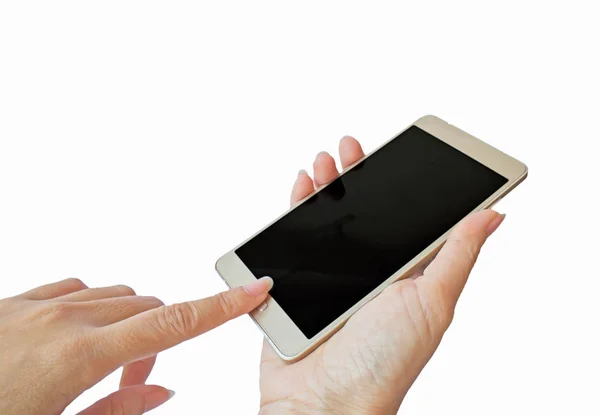 Mão direita segurando telefone inteligente — Fotografia de Stock