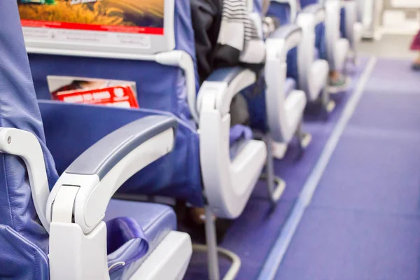 Interior del asiento del avión durante el vuelo . —  Fotos de Stock