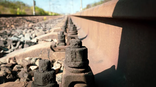 Sonbaharda Tren Rayları Kapanır Seyahat Kavramı — Stok fotoğraf
