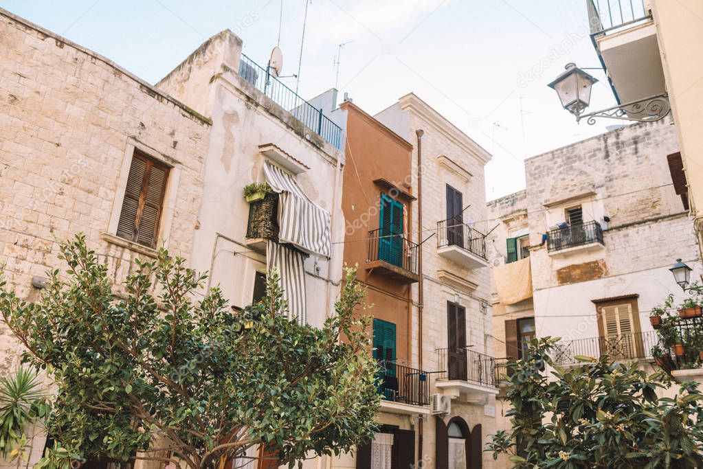 Picturesque small town street view in Bari, Puglia, South Italy