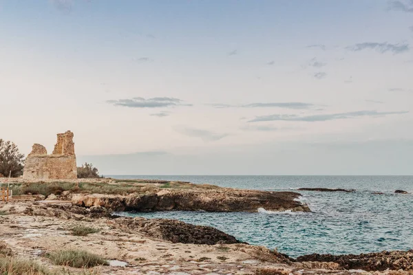 Italien Mediterrane Landschaft Der Adriatischen Küste Morgengrauen Unter Einem Dramatischen — Stockfoto
