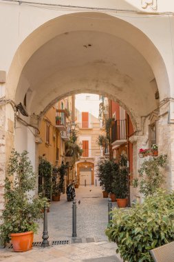 Rome, İtalya - 07 Kasım 2018: İtalyanca dışında kimse sokakta tarihi şehir ile sokak evleri.