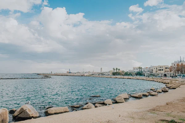 Bari Itália 2018 Embankment Small South Town Bari Sunset Time — Fotografia de Stock