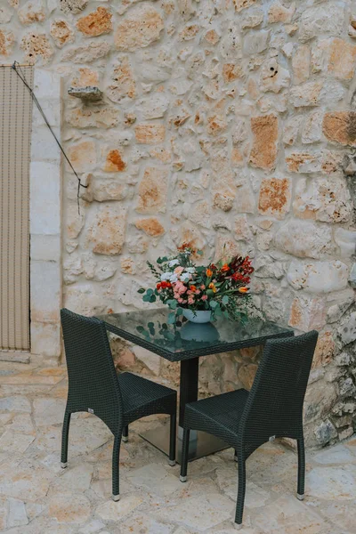 Table Avec Décor Mariage Floral Luxe Extérieur — Photo
