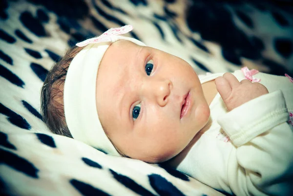 Primo Piano Bella Bambina Addormentata Una Neonata Che Dorme Una — Foto Stock