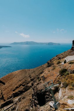 Oia Santorini Yunanistan, gündüz şehrin güzel manzarası