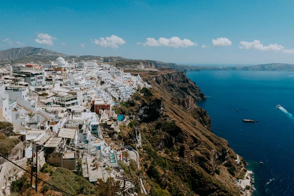 Oia Santorini Grecia Hermosa Vista Panorámica Ciudad Durante Día — Foto de Stock