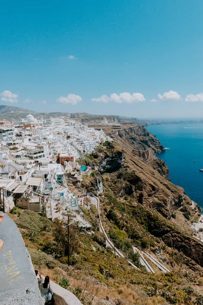 Oia Santorini Grecia Hermosa Vista Panorámica Ciudad Durante Día — Foto de Stock