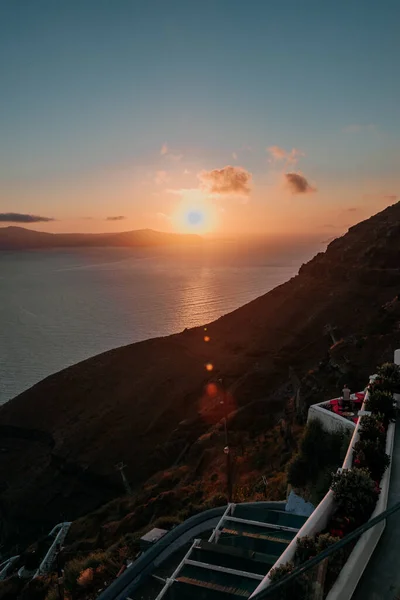 Oia Santorini Grecia Famosa Con Romantici Bellissimi Tramonti Villaggio Oia — Foto Stock