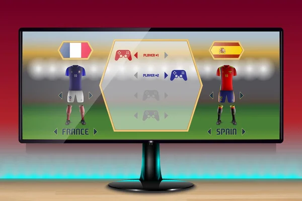 Ilustración Partido Fútbol Monitor Ultrawide Gaming — Vector de stock