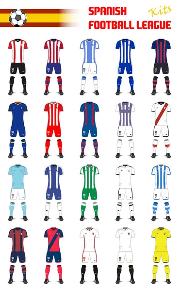 Liga Española Fútbol Kits Genéricos — Archivo Imágenes Vectoriales