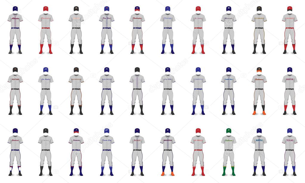 Illustration of American Cities Baseball Generic Away Uniforms