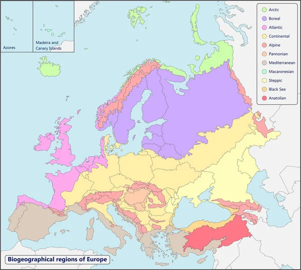 Biogeographische Regionen Europas — Stockvektor