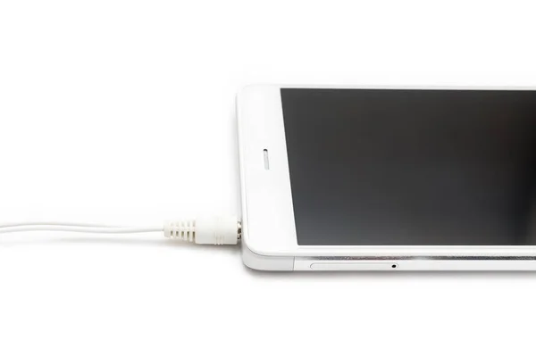 Mini Audio Kabel Ansluten Till Din Smartphone Vit Bakgrund Isolerade — Stockfoto