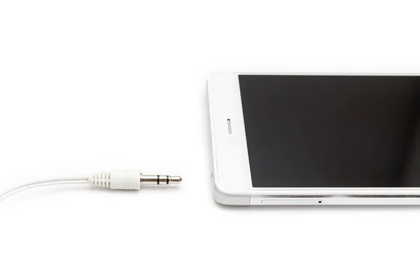 Mini Ljud Frånkopplad Från Smartphone Vit Bakgrund Isolerade — Stockfoto