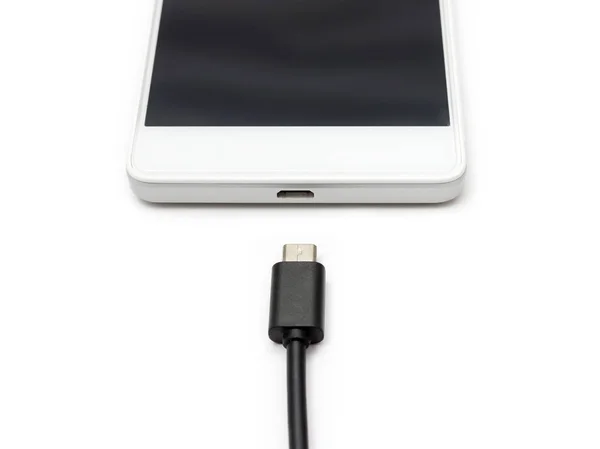 Micro Usb Kabel Kopplas Bort Från Din Smartphone Vit Bakgrund — Stockfoto
