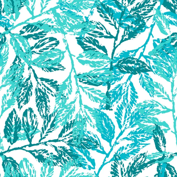 Tinta dibujado a mano patrón sin costura con ramas de laurel — Vector de stock