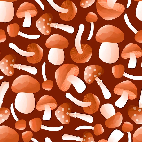 Vector seamless pattern with mushroom crop red — Stock Vector