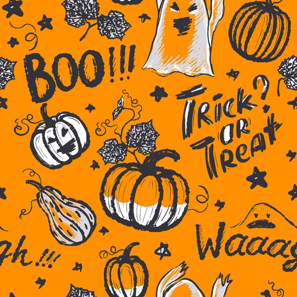 Vektor nahtlose Muster mit Halloween-Feiertagssymbolen — Stockvektor