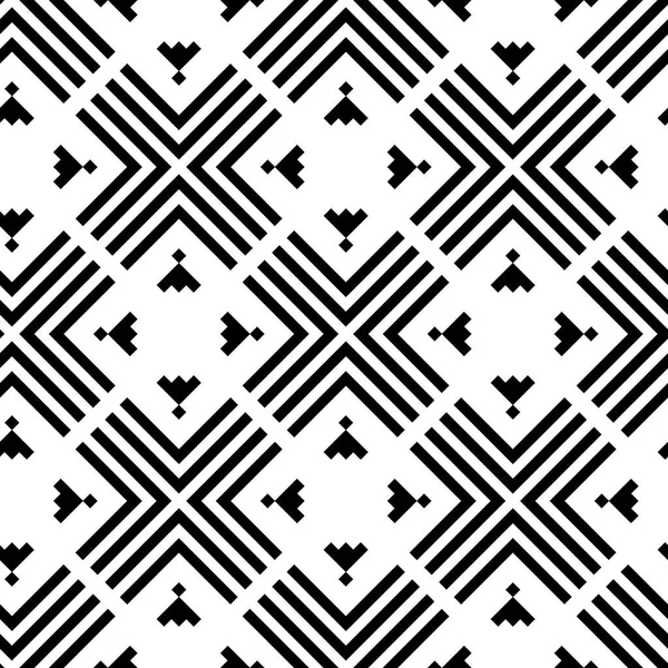 Schwarz-weißer Vektor mit nahtlosem Muster und geometrischem Ornament — Stockvektor