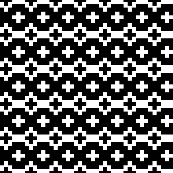 Ornamen geometris berskala besar berwarna hitam dan putih - Stok Vektor