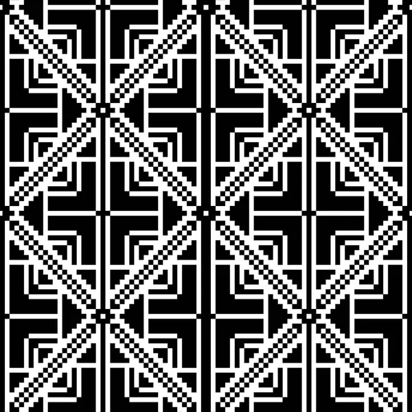 Black and white large scale vector seamless pattern geometric ornament — Stock Vector