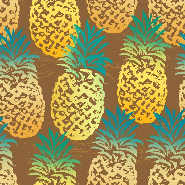 Ink hand drawn vector seamless pattern with pineapples — Stock Vector