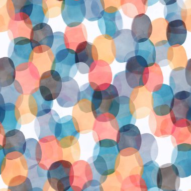 Ovalar arası dijital suluboya daireleri olan soyut ve pürüzsüz desen