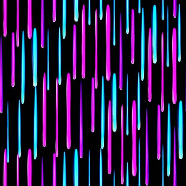 Siyah arka planda pembe ve yeşil renkli parlak çubuklar çizilmiş parlak neonsuz desen.
