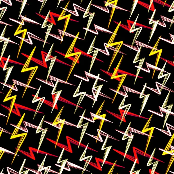 Vivid Neon Seamless Pattern Hand Drawn Red Yellow White Flashes — Stock Photo, Image