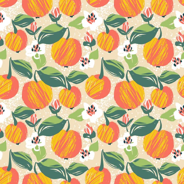 Digital Painted Seamless Pattern Apples Bright Summer Fruits Background Illustration — Stock Photo, Image