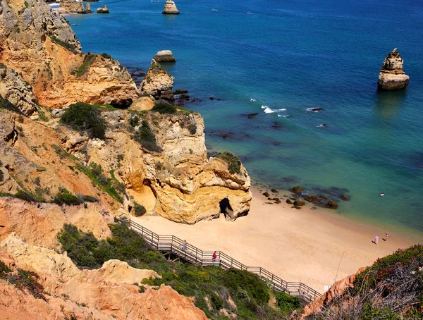 Wonderful View Praia Camilo South Portugal One Most Beautiful Beaches — Stock Photo, Image