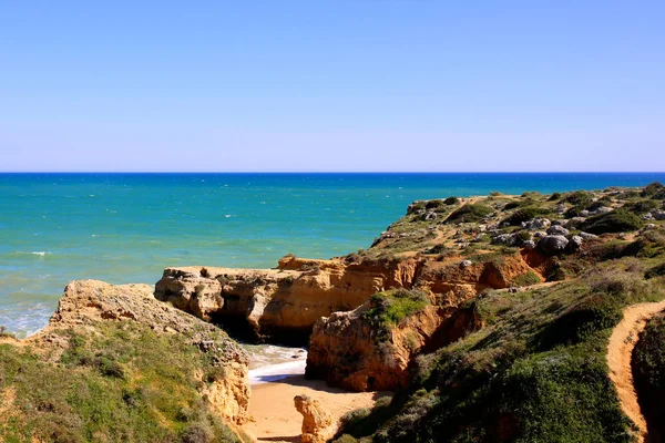 Прекрасний Вид Красивий Praia Рафаель Півдні Португалії Людей Сімей Насолоджуючись — стокове фото