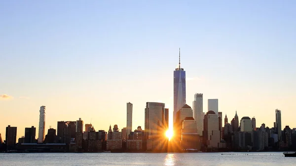 Panorama New York Con Lower Manhattan One World Trade Center Immagine Stock