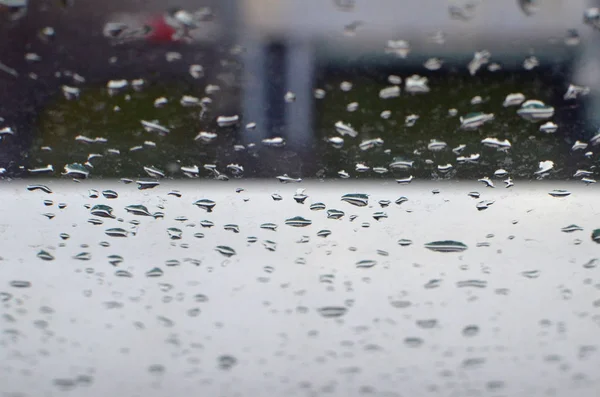 Regentropfen Auf Dem Glas Schlechtes Wetter — Stockfoto
