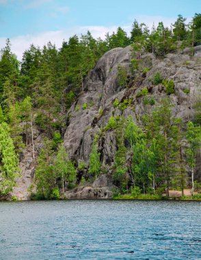 Kuzey göl üzerinde ormanıyla kaplı sarp kayalar