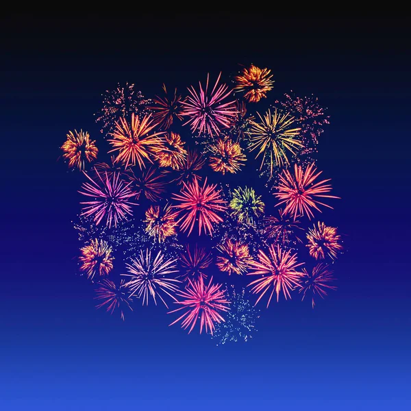 Coloridos Fuegos Artificiales Celebración Fondo Del Cielo Nocturno — Foto de Stock