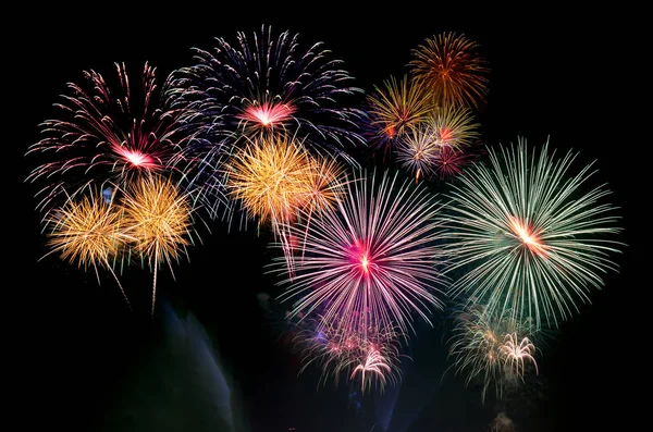 Colorata Festa Fuochi Artificio Sfondo Del Cielo Notturno — Foto Stock