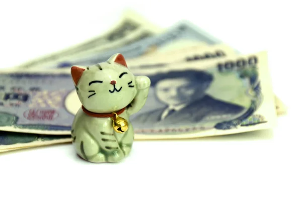 Maneki Neko Szczęśliwy Kot Japoński Pieniądze — Zdjęcie stockowe